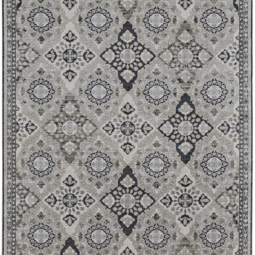 10′ X 13′ Gray And Black Floral Power Loom Area Rug