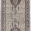 8′ Gray Red And Blue Floral Power Loom Stain Resistant Runner Rug