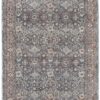 8′ Blue And Red Floral Power Loom Stain Resistant Runner Rug