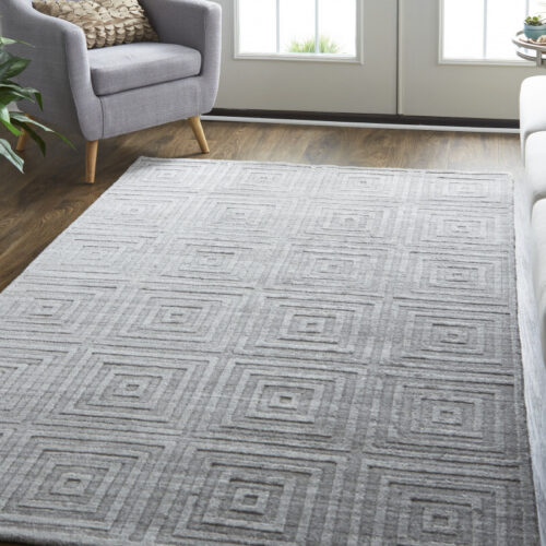 5′ X 8′ Gray And Silver Striped Hand Woven Area Rug