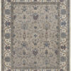 8′ X 10′ Taupe Ivory And Blue Wool Floral Tufted Handmade Stain Resistant Area Rug