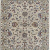 8′ X 10′ Ivory Taupe And Blue Wool Floral Tufted Handmade Stain Resistant Area Rug