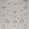 10′ X 14′ Ivory And Orange Floral Hand Knotted Stain Resistant Area Rug