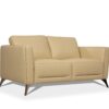 59″ Cream Leather And Black Love Seat