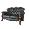 71″ Black And Brown Faux Leather Love Seat And Toss Pillows