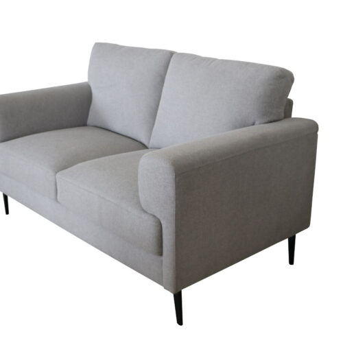 61″ Light Gray 100% Linen And Black Love Seat