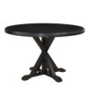 48″ Antique Black Round X Pedestal Base Wood Dining Table