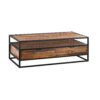 50″ Brown And Black Solid Wood Rectangular Coffee Table With Shelf