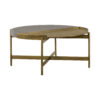 32″ Grey And Brass Concrete Round Coffee Table