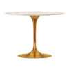 40″ White And Gold Marble And Metal Dining Table