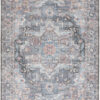 9′ X 12′ Blue And Pink Floral Power Loom Distressed Washable Area Rug