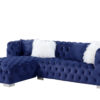 Blue Velvet L Shaped Two Piece Seating Component