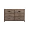 60″ Gray Solid Wood Six Drawer Double Dresser