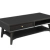 48″ Black Solid and Manufactured Wood Coffee Table With Drawer