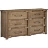 67″ Natural Solid Wood Six Drawer Double Dresser