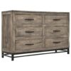 56″ Brown Solid Wood Six Drawer Double Dresser