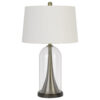 29″ Clear Metal Table Lamp With White Empire Shade