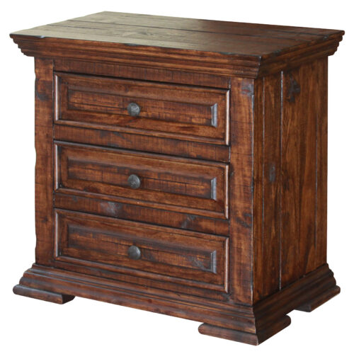 32″ Brown Three Drawer Nightstand