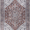 9′ x 12′ Red and Ivory Floral Power Loom Distressed Washable Area Rug