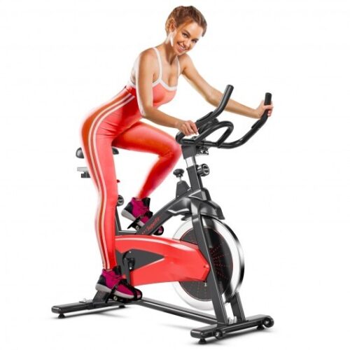 Magnetic Exercise Bike Fitness Cycling Bike with 35Lbs Flywheel for Home and Gym-Black & Red