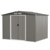 8 x 6 Feet Galvanized Steel Storage Shed for Garden Yard-Gray