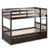 Twin Over Twin Bunk Bed with Pull-out Trundle and Ladder-Espresso