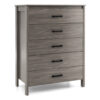 Modern 5-Drawer Multipurpose Chest Dresser with Metal Handles-Grey