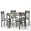 5 Pieces Faux Marble Dining Set Table with Solid Steel Frame