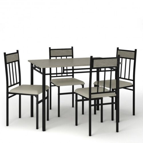 5 Pieces Faux Marble Dining Set Table with Solid Steel Frame