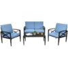 4 Pieces Patio Furniture Set Aluminum Frame Cushioned Sofa