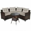 4 Pieces Furniture Patio Set Outdoor Wicker Sofa Set