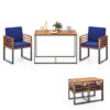 3 Pieces Outdoor Dining Set with 2 Acacia Wood Armchairs and Dining Table-Navy