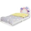 Kids Twin Size Upholstered Platform Wooden Bed with Rainbow Pattern