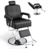 360 Degrees Swivel Salon Hydraulic Barber Chair with Adjustable Headrest and Reclining Backrest-Black