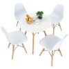 5 Pieces Table Set With Solid Wood Leg For Dining Room-White