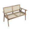 Indonesia Teak Wood Garden Bench with Armrests and Natural Rattan Backrest