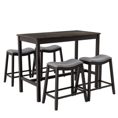 5-Piece Dining Set with 4 Upholstered Stools