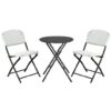 3 Pieces Patio Rattan Bistro Set with Round Dining Table and 2 Chairs