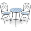 3 Pieces Patio Bistro Furniture Set with Mosaic Design