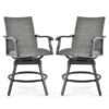 2 Pieces Patio Swivel Bar Chair Set with Quick Dry 4D Air Fiber Cushion