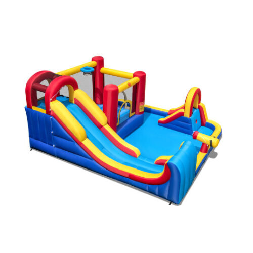 7 in 1 Outdoor Inflatable Bounce House with Water Slides and Splash Pools without Blower