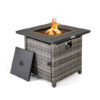 29 Inch Propane Rattan Firepit Table with Lava Rocks and Protective Cover-Gray