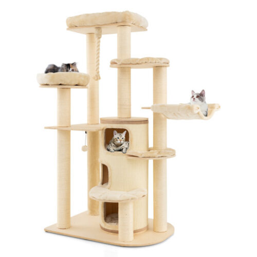 Multi-Level Cat Tree with 3-story Cat Condo-Beige