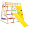 8-in-1 Wooden Jungle Gym Playset with Slide and Monkey Bars-Multicolor